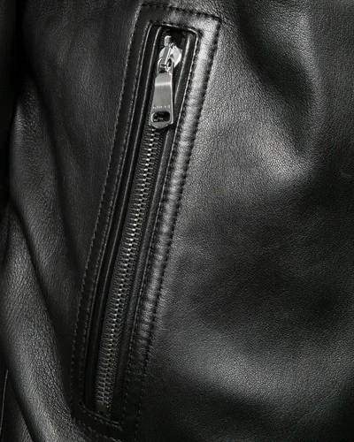 Men Leather Jacket Classic Varsity Bomber Jacket Genuine Black Leather Luxury image 5