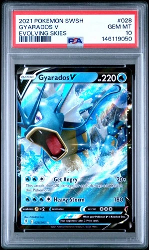 2021 POKEMON SWORD & SHIELD EVOLVING SKIES #028 GYARADOS V PSA 10