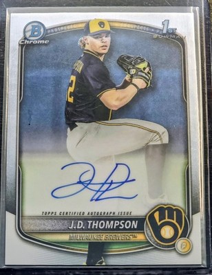 2025 J.D. Thompson Bowman Draft Chrome 1st Bowman Base Auto #CPA-JT