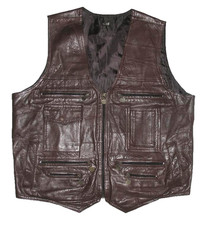 -VITTORIO- LEDERWESTE für Herren / Outdoor- Weste in dkl.- braun in ca. Gr. 54