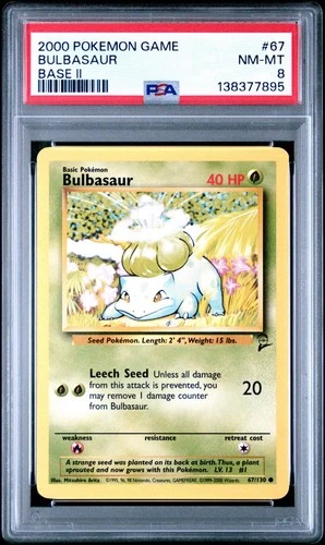 2000 PSA 8 Pokemon Game Bulbasaur Base Set 2 #67