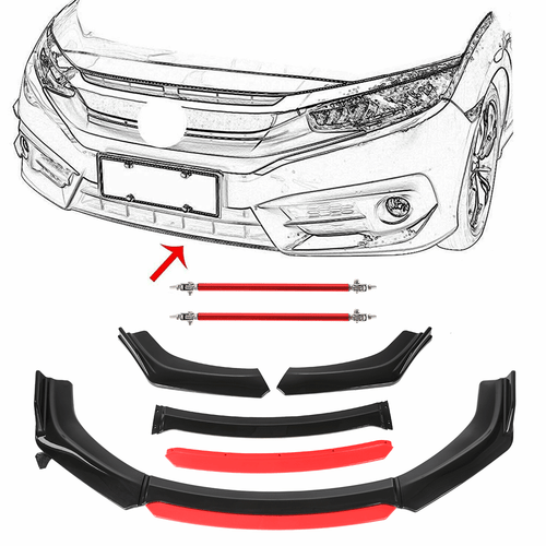 Kit universal de carrocería de parachoques delantero protector difusor divisor alerón mentón para automóvil - Imagen 2 de 15