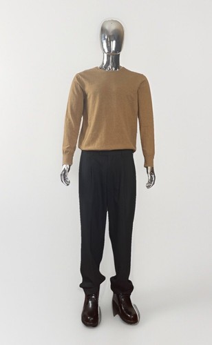 Pantalone elegante uomo Axist plissettato gessato con polsini nero 34x32 - Foto 10 di 12