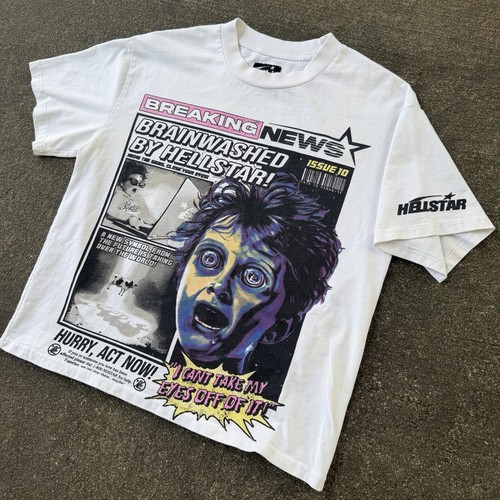 Hellstar Breaking News / Brainwashed Graphic T-Shirt Size Small SS24 Streetwear