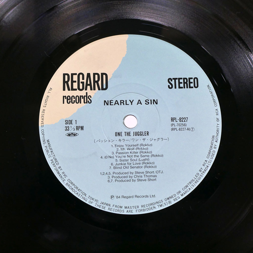 ONE THE JUGGLER NEARLY A SIN REGARD RPL8227 JAPAN OBI VINYL