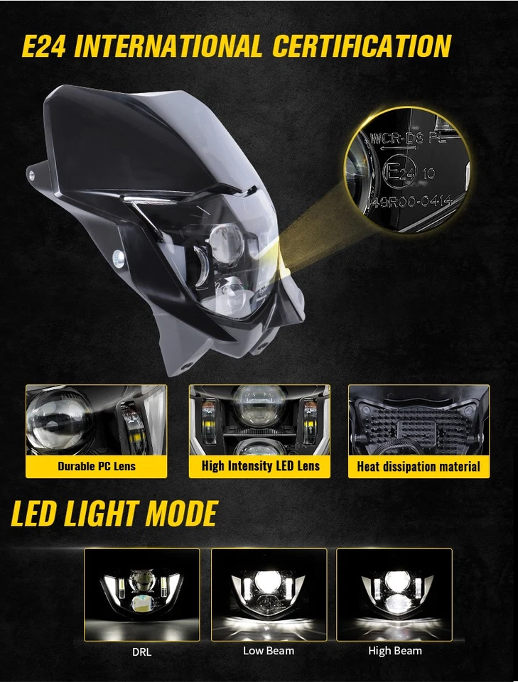 Faro LED alto/bajo DRL para moto de cross Yamaha WR450F WR250F 2007-2018 2019-2024 Foto 2 de 4