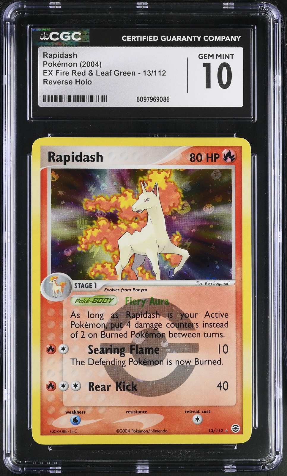 CGC 10 Rapidash EX Fire Red & Leaf Green 13/112 Reverse Holo Pokemon Card