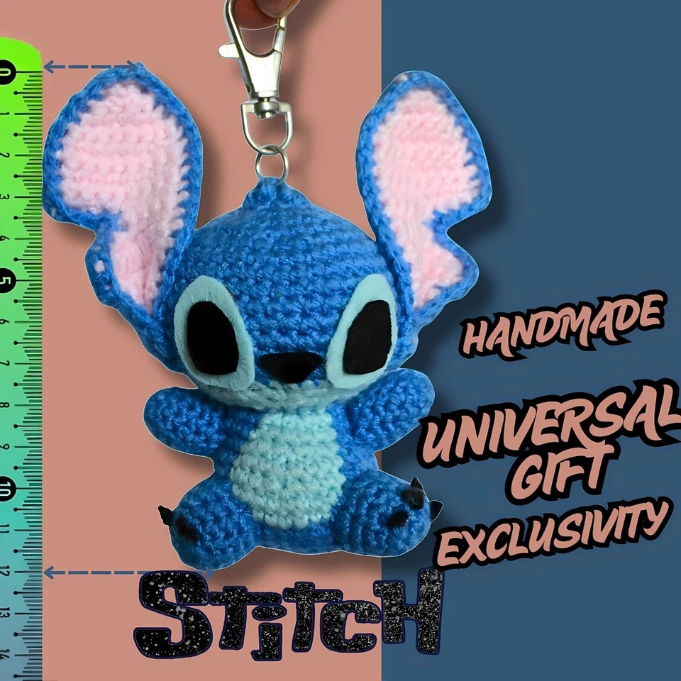 Handmade Crochet Stitch Keychain Cute Amigurumi Bag Charm Disney Inspired Gift - Image 2 of 2