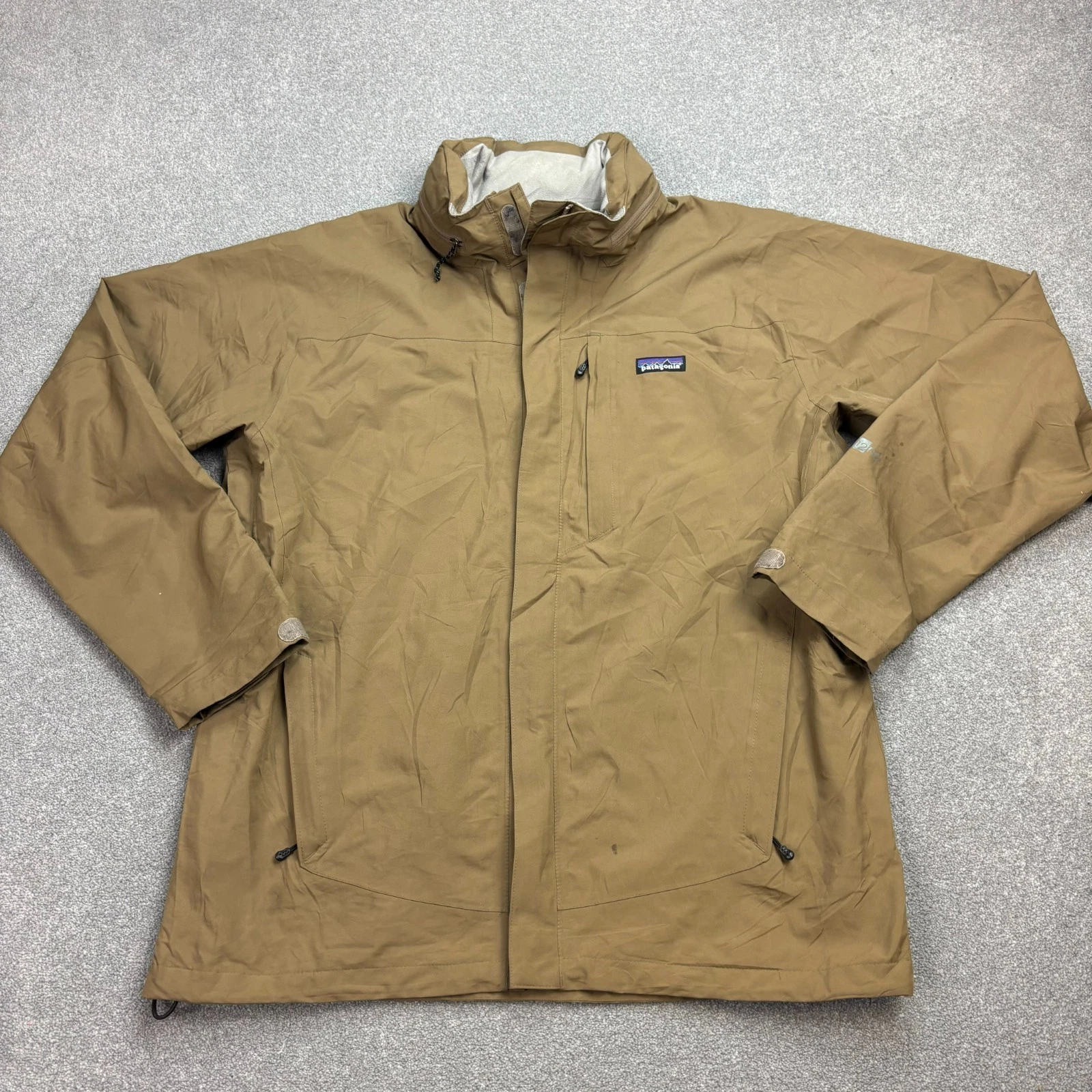 Patagonia Jacket Adult Large Brown Storm Light H2NO Windbreaker Hood Coat Men*