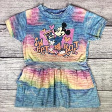 Vintage 1990s Mickey Mouse Tie Dye Cartoon T-shirt Dress size Girls 5/6
