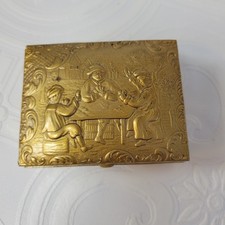 Vintage Brass Box Decorative Embossed Hinged ...