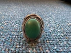 Vintage Sterling Silver Malachite Ring Size 13 Southwest Navajo Style Mens