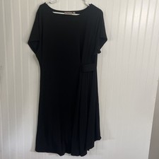 Simonton Says Black Dress MIDI Length Flared Bottom Comfort Stretch Fit Size 1X