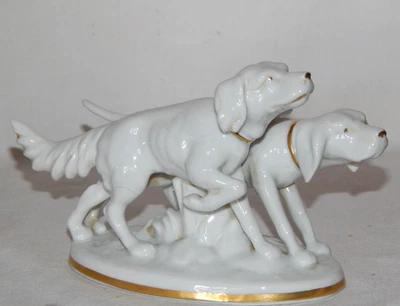 Figur 2 Jagdhunde Vorstehhunde Porzellan Gerold Tettau - Bild 1 von 4