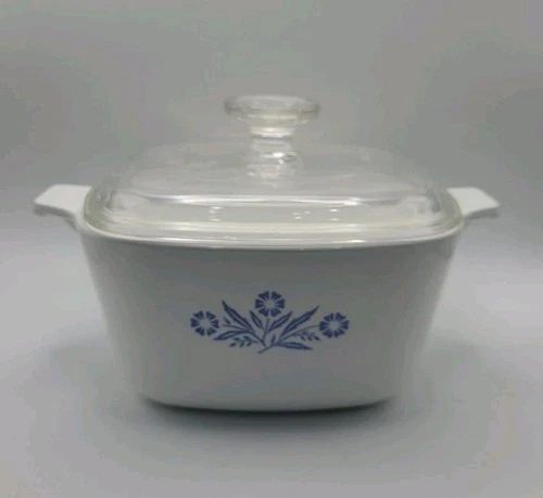 VTG Corning Ware Blue Cornflower P-1 3/4-B Casserole Dish 1.75qt Pyrex Lid A-7-C
