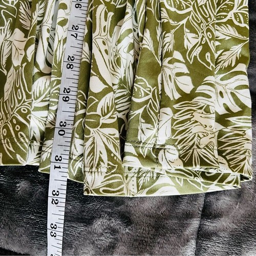 Robert Louis Large Green White Monstera Tiered Elastic Waist Pull On Midi Skirt - Picture 11 of 11