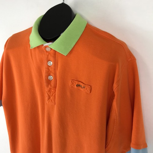 Camisa Polo Orvis Manga Corta Para Hombre Mediana Naranja Contraste 100% Algodón Informal - Imagen 3 de 11