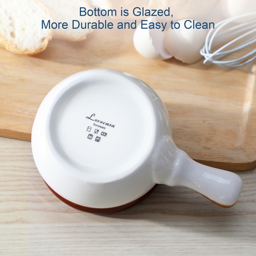 LOVECASA 4-Piece Stoneware 16oz/22oz French Onion Soup Bowls with Lids & Handle - Imagen 7 de 22