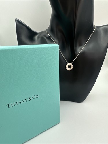 Tiffany & Co Sterlingsilber Atlas Kreis Pierce römischer Anhänger Liebe Halskette 16" - Bild 2 von 7