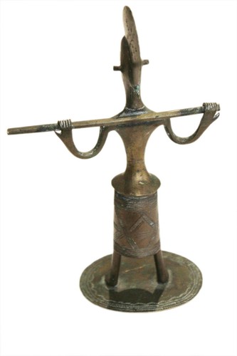 Ashanti de colección para decoración del hogar vintage africana mujer guerrera bronce envejecida - Imagen 4 de 5
