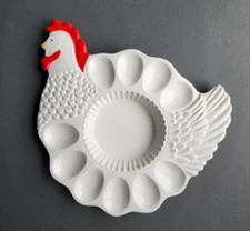 Deviled Egg Platter Plate Chicken Hen Rooster Dish Farmcore Country Kitchen