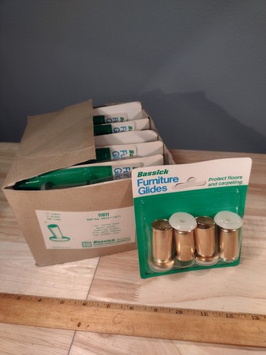 4 Vintage Stuhlgleiter 3/4" - 7/8" Durchmesserversteller gezapfte Beinfüße MCM USA NOS - Bild 1 von 4