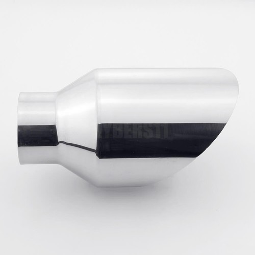 Single Wall Angle Cut 4 inch Exhaust Tip Polished 304 Stainless Steel 2.25 inlet - Picture 3 of 6