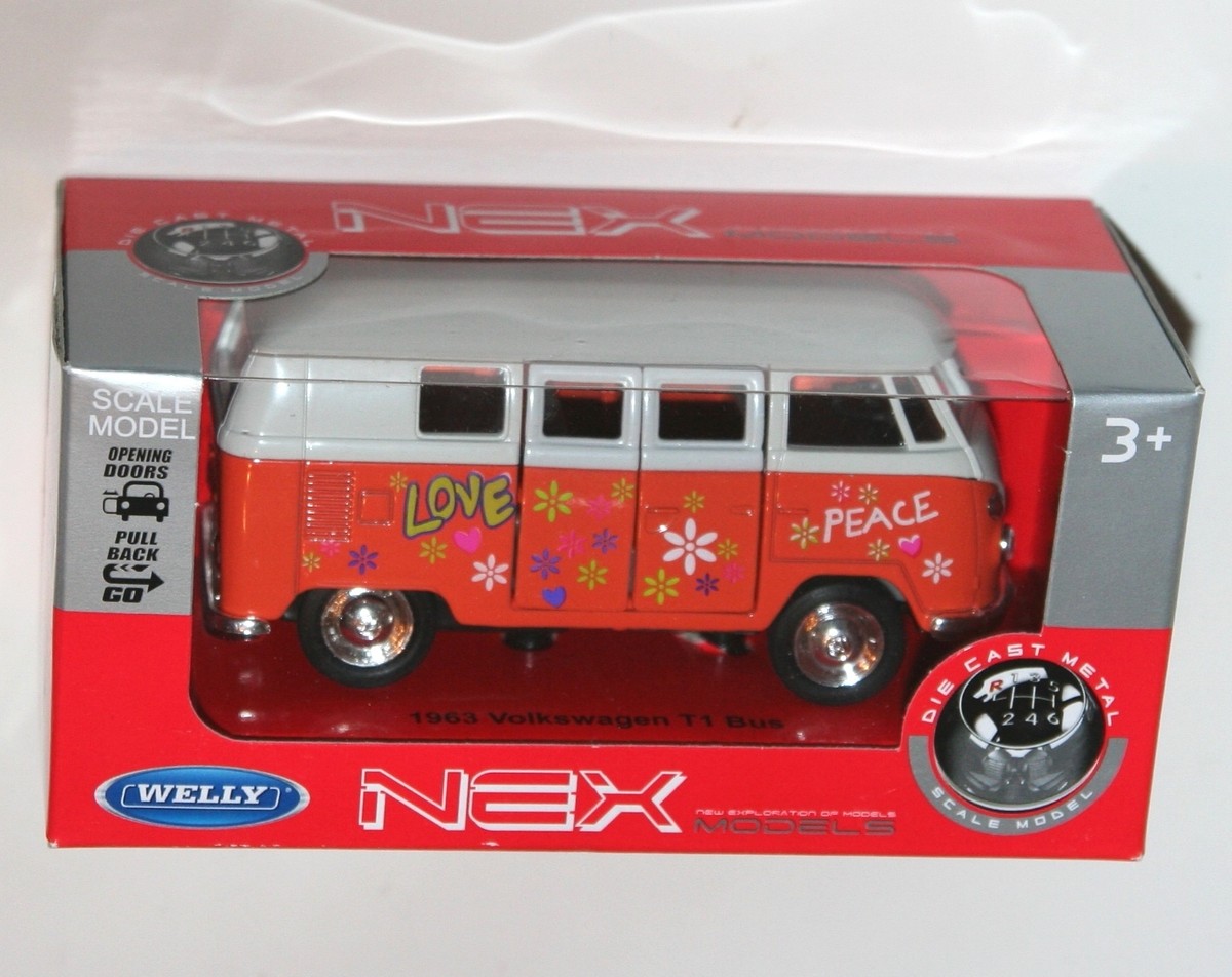 Welly - VW VOLKSWAGEN T1 BUS 'Flower Power' Orange/White