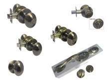 Antique Brass door knobs locks oval egg Keyed entrance privacy passage deadbolt 