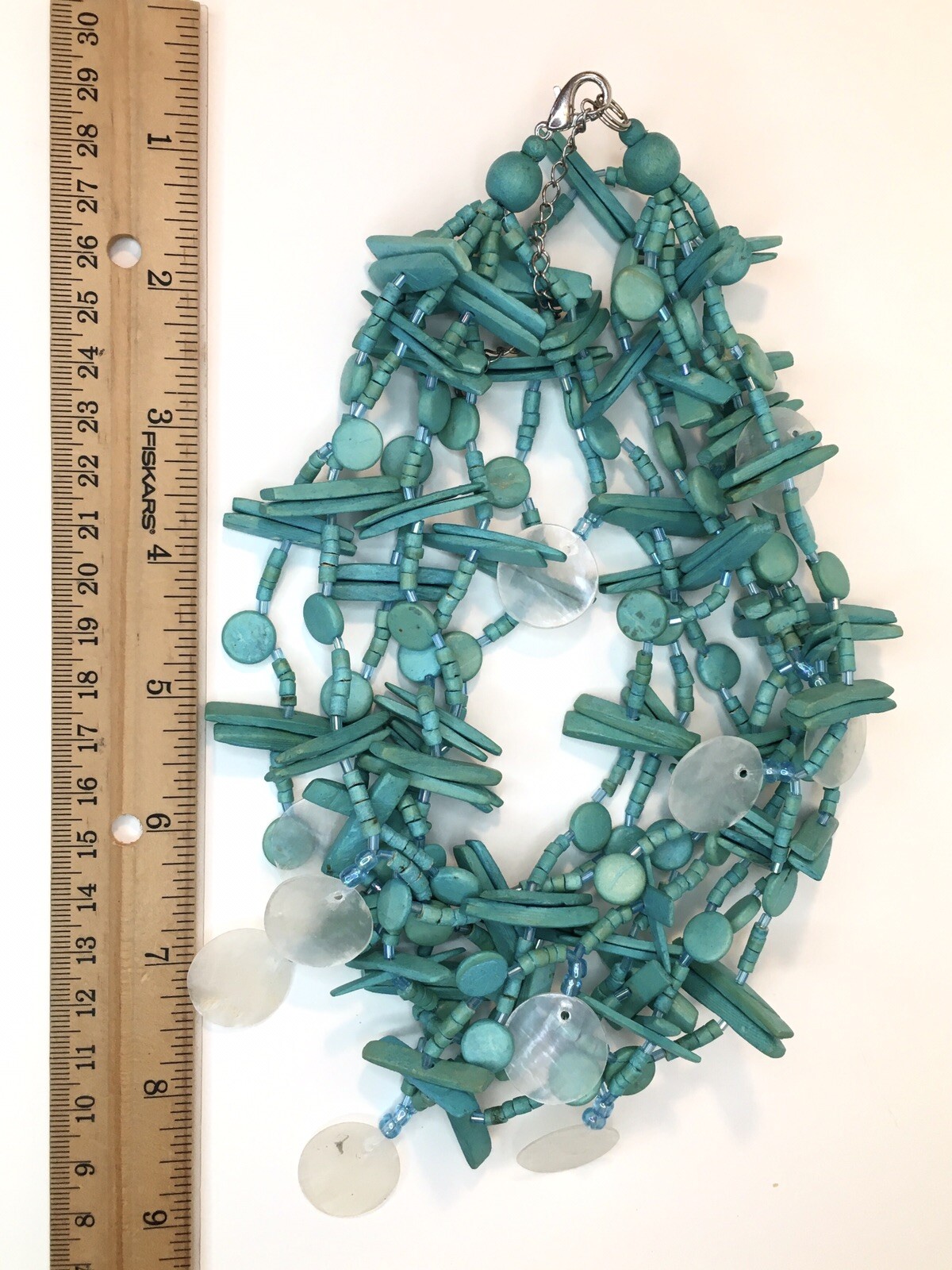 Dyed Turquoise Colored Beaded Statement Necklace … - image 6