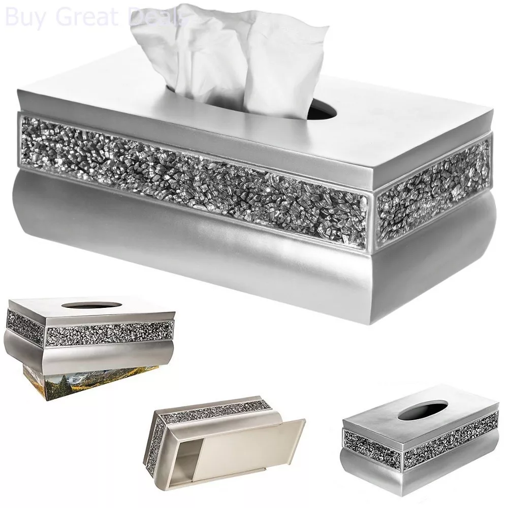 Tissue Box Cover Rectangle Paper Holder Silver Storage Case By