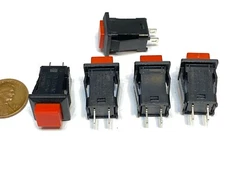 5 Pieces square RED push button switch Latching latch normally open N/O A36