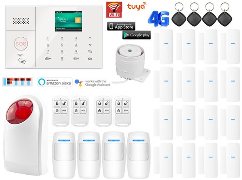 T40 WiFi+4G TUYA APP Wireless Kits Smart Home Security Alarm System+Strobe Light