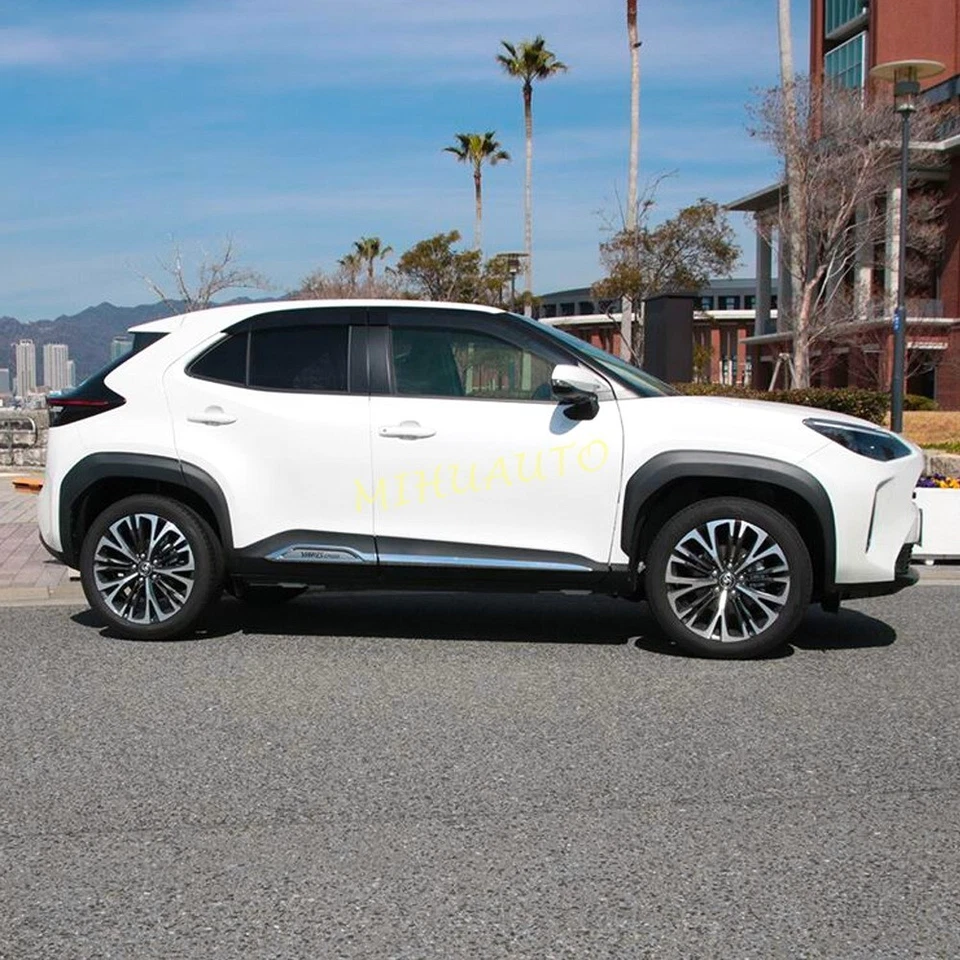 Para Toyota Yaris 2021-2025 Cruz Cromo Puerta Lateral Alféizar Carrocería Moldura Cubierta Borde Foto 2 de 4