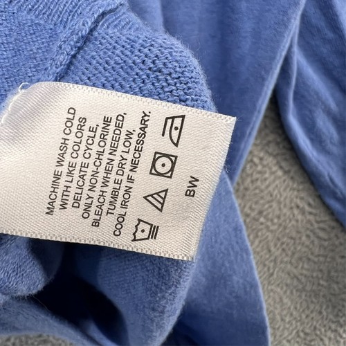 Alan Flusser Sweater Mens Large Blue 1/4 Zip Pullover Cotton Cashmere knit Solid - Picture 9 of 10