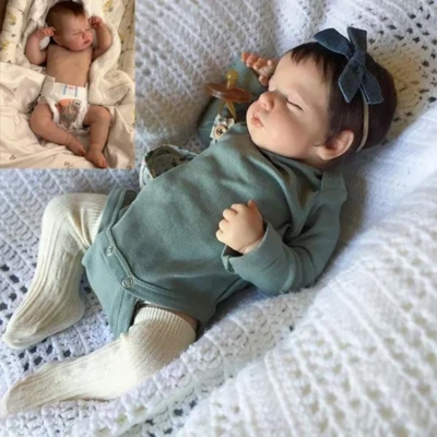 49 CM Newborn Baby Puppen Lebensecht Reborn Loulou Schlafen Ganzkörper Silikon Vinyl