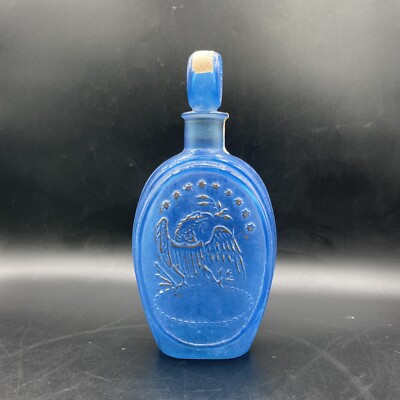 Ezra Brooks Never Surrender blue whiskey Decanter glass bottle