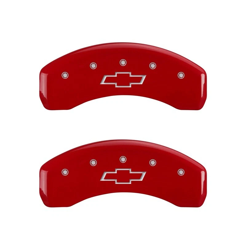 Cubiertas de pinza de disco de freno MGP rojas delanteras + traseras Chevy Suburban 2500 2000-2010 4 piezas Foto 3 de 4