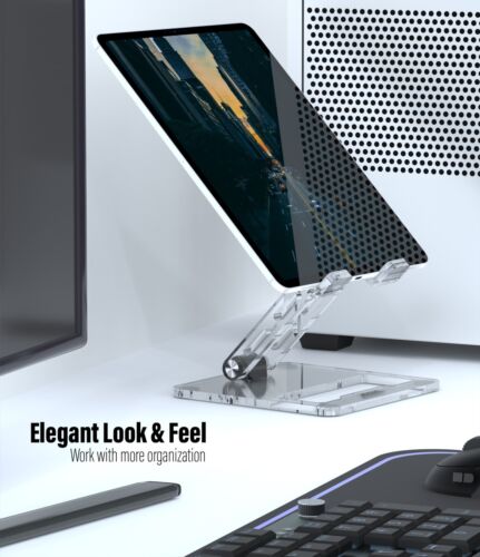ZAW Adjustable Acrylic Tablet Stand for Desk, Foldable & Ergonomic iPad Holder - Picture 6 of 8