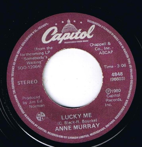 Anne Murray Lucky Me 45 rpm Somebody's Waiting Canadian Pressing
