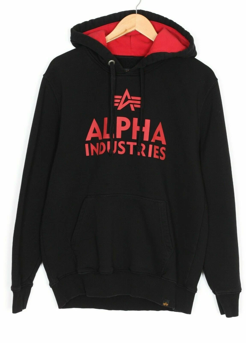 ALPHA INDUSTRIES Hoodie Sweatshirt Men Size L Black | eBay