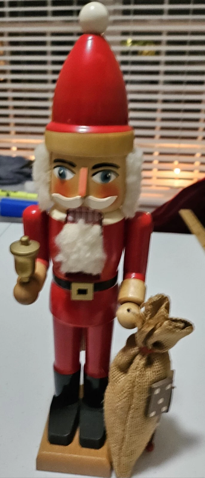Wooden Santa with Sack and Bell German Christmas Nutcracker
Opens in a new window or tab