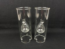 2 x MCM Belag Handmade Blown Glass Oil Lamps Cylinder Lights Made In USA