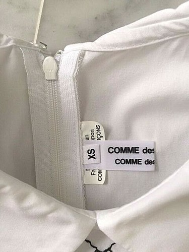 BLUSA DE ALGODÓN BLANCA COMME DES GARCONS con EFECTO BLUSA COSIDA NEGRA - TALLA XS ¡NUEVA!¡! - Imagen 8 de 11