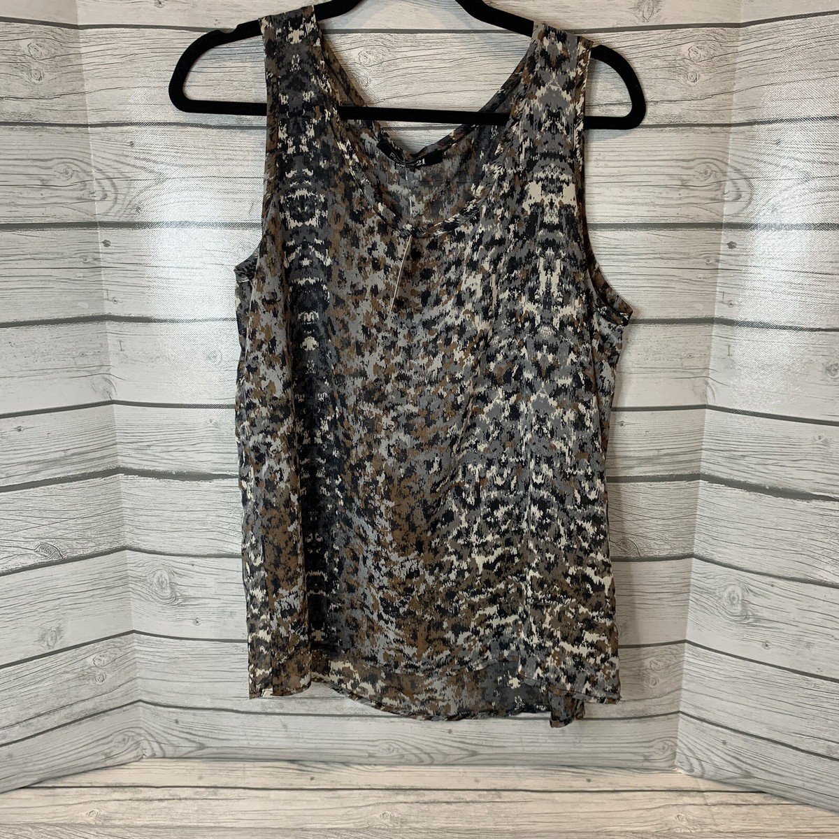 Forever 21 Womens Top Sheer Sleeveless Tank Top Animal Print Size
