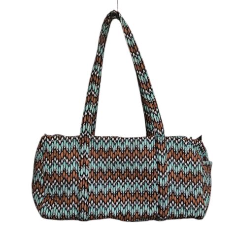 Vera Bradley Large Duffel Bag Sierra Stream Green and Brown Zigzag Boho Mint EUC - Picture 4 of 7