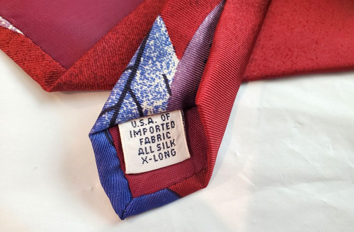 M.L.R. Studio Collection Mens XLong Necktie 100% Silk Made In USA Burgundy - Picture 4 of 5