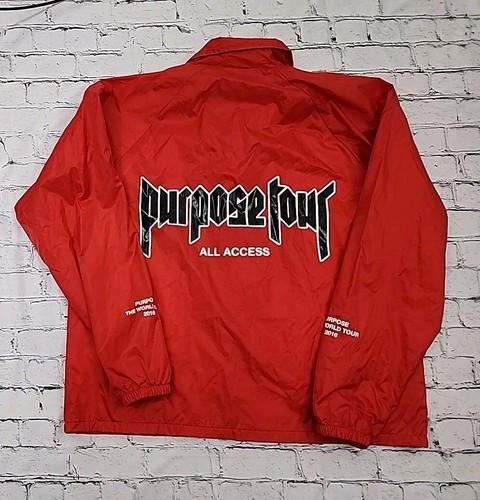 Augusta All Access Just Bieber Purpose Tour Jacket Windbreaker Size Large Red