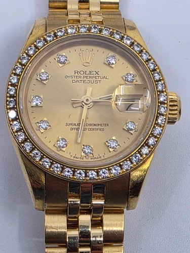 18k Ladies Rolex Datejust Aut Watch 69178 Factory Diamond Dial & Bezel Box C983 - Picture 8 of 15