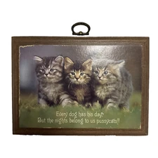 Vintage Hallmark Plaque Cats Kittens Every Dog Has His Day But The Nights...